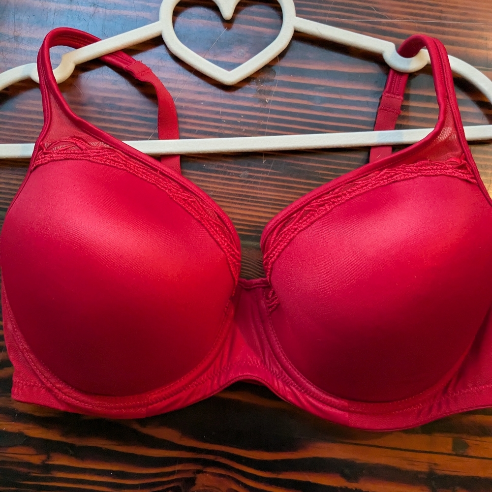 Soma Full Coverage Underwire Bra 36DD – Red with Embroidery